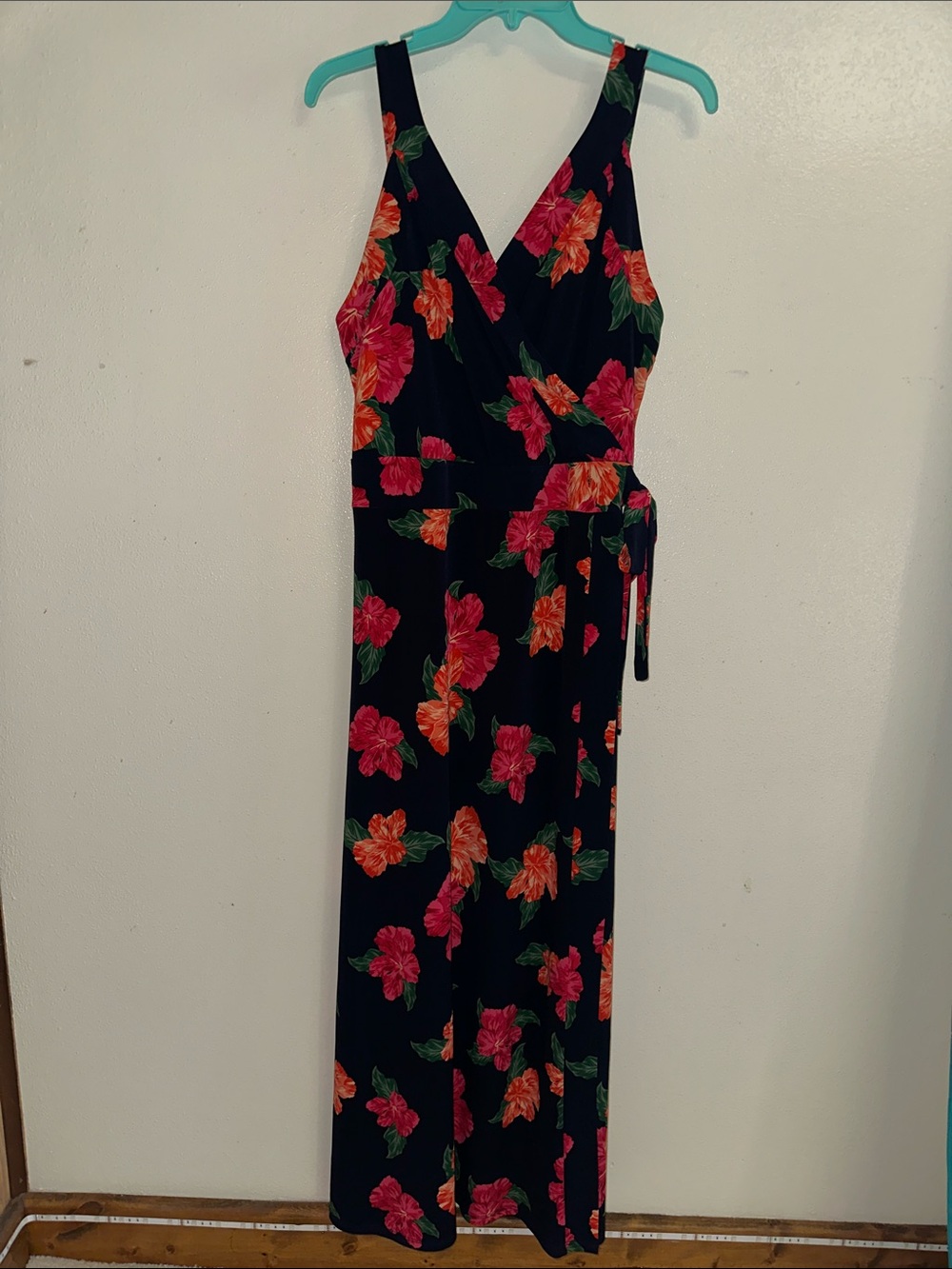 Market & Spruce Navy Maxi Dress with Pink & Orange Floral Print